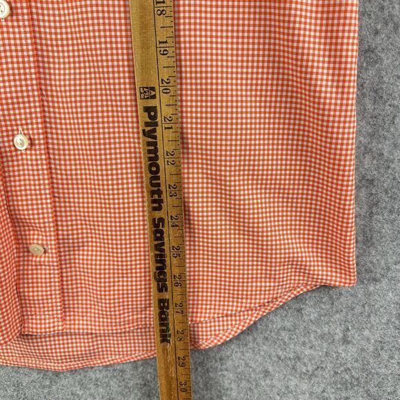 Eton Shirt Mens M Orange Gingham Checkered Contemporary Cotton BD Preppy Pocket* - Picture 15 of 16